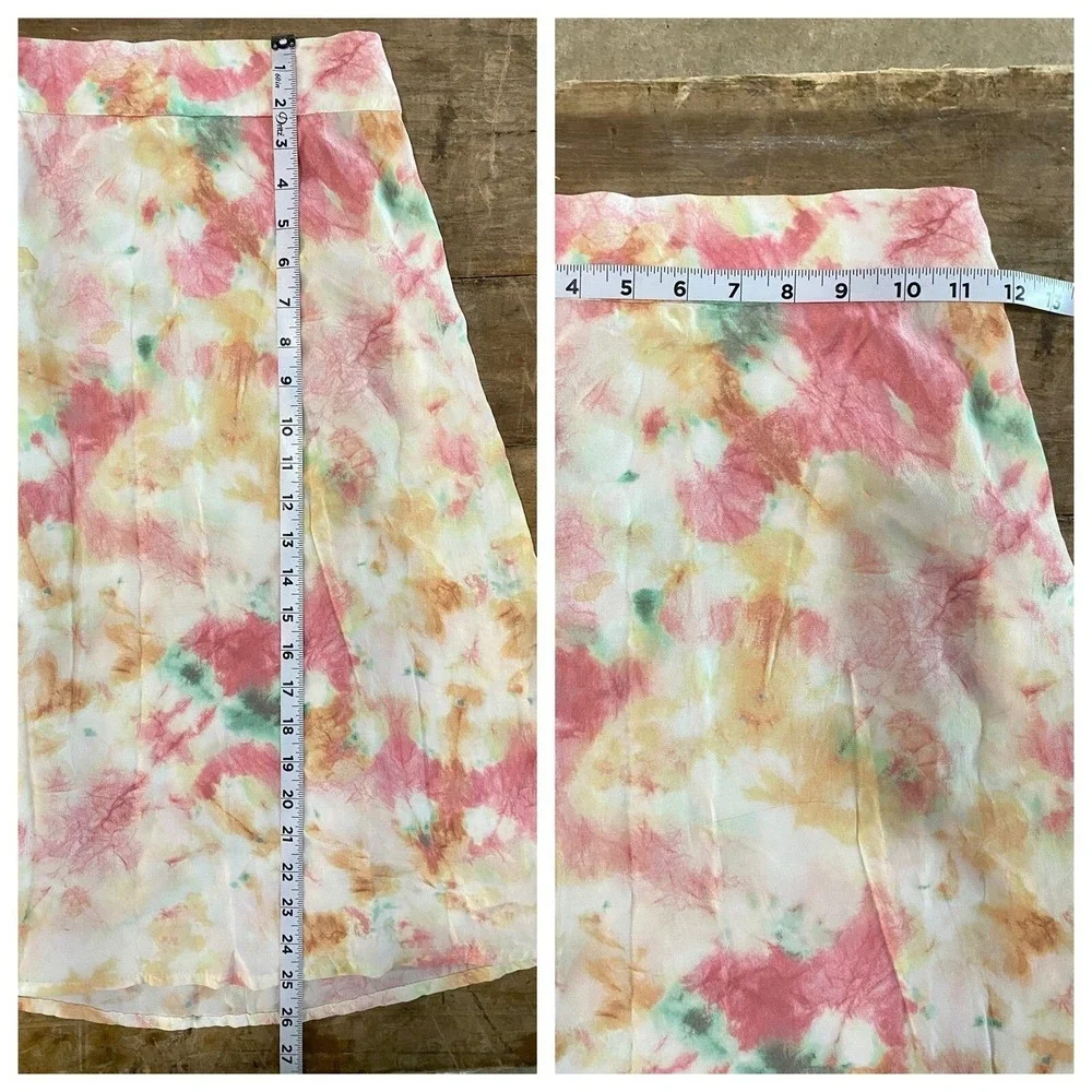 Auguste The Label Rayon Viscose Midi Skirt US 2 Tie Dye Pink Orange‎ Green